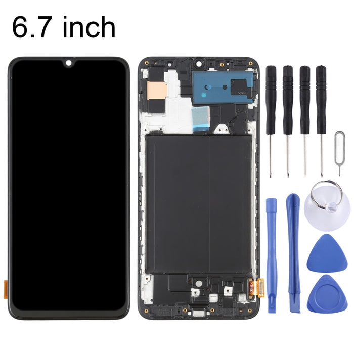 Pantalla LCD de material OLED y ensamblaje completo del digitalizador con marco para Samsung Galaxy A70 SM-A705 (6,7 pulgadas)