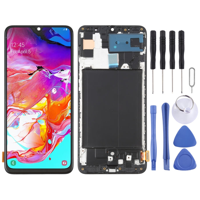 Pantalla LCD de material OLED y ensamblaje completo del digitalizador con marco para Samsung Galaxy A70 SM-A705 (6,7 pulgadas)