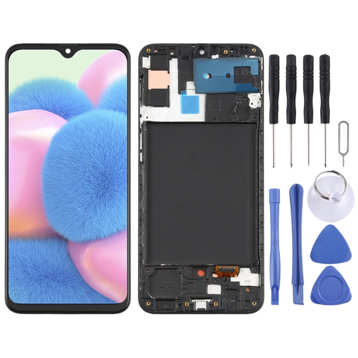 Pantalla LCD de material Super AMOLED original y ensamblaje completo del digitalizador con marco para Samsung Galaxy A30s
