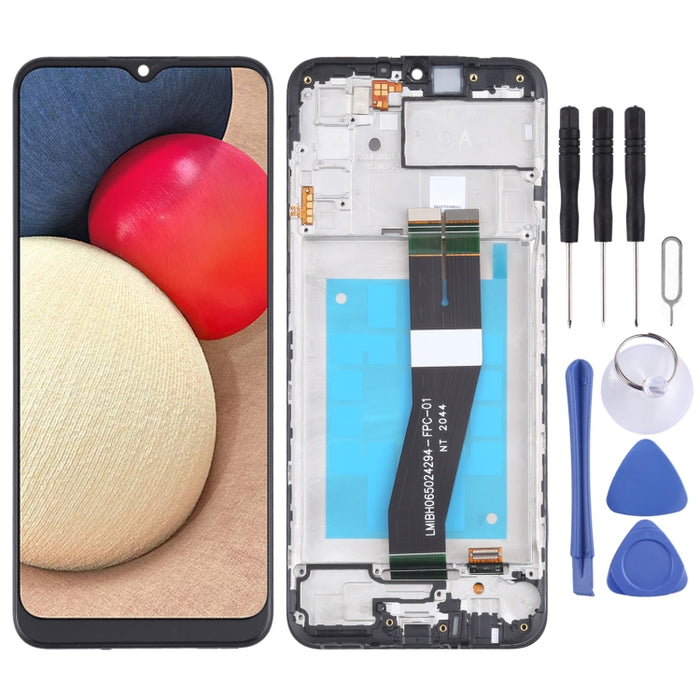 Pantalla LCD original y ensamblaje completo del digitalizador con marco para Samsung Galaxy A02s SM-A025F (versión GA)