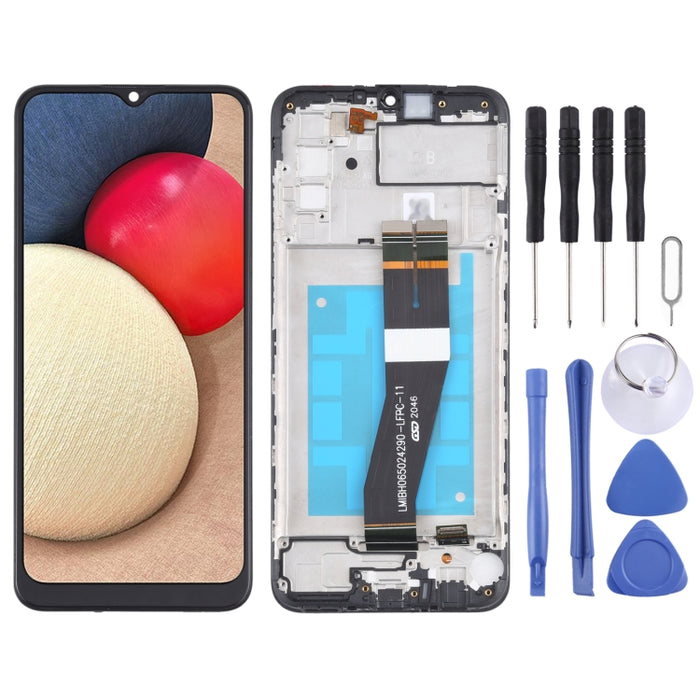 Pantalla LCD original y ensamblaje completo del digitalizador con marco para Samsung Galaxy A02s SM-A025F (versión GB)