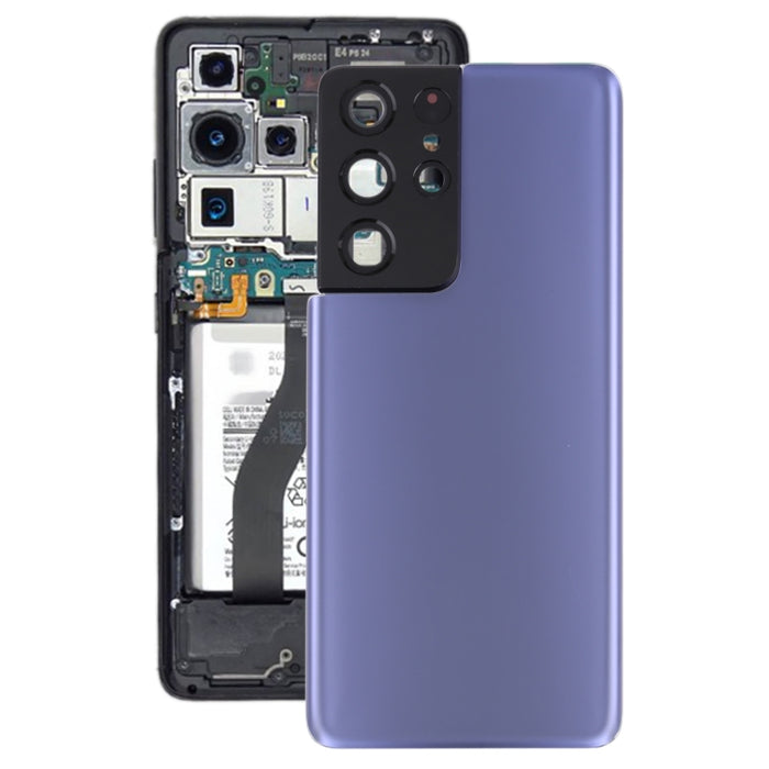Para Samsung Galaxy S21 Ultra 5G Tapa trasera de batería con cubierta de lente de cámara