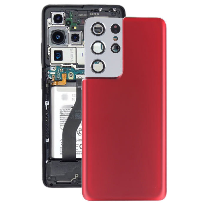 Para Samsung Galaxy S21 Ultra 5G Tapa trasera de batería con cubierta de lente de cámara