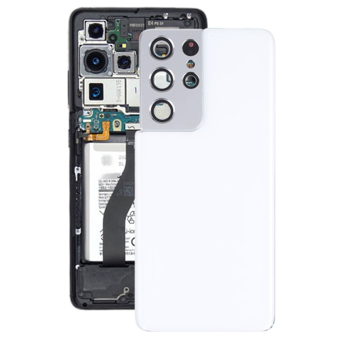 Para Samsung Galaxy S21 Ultra 5G Tapa trasera de batería con cubierta de lente de cámara
