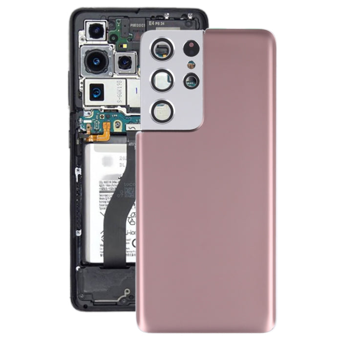 Para Samsung Galaxy S21 Ultra 5G Tapa trasera de batería con cubierta de lente de cámara