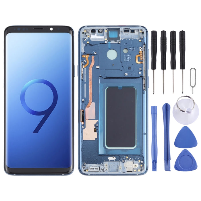 Pantalla LCD de material OLED y ensamblaje completo del digitalizador con marco para Samsung Galaxy S9+ SM-G965