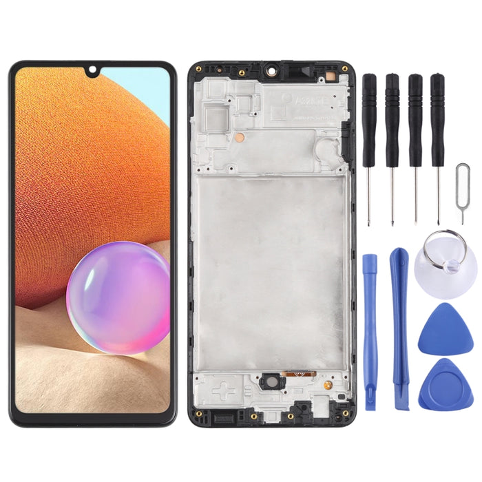 Pantalla LCD de material incell y ensamblaje completo del digitalizador con marco (no admite identificación de huellas dactilares) para Samsung Galaxy A32 4G SM-A325