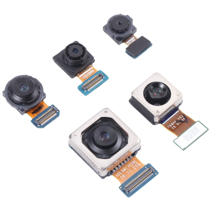 Para Samsung Galaxy A72 SM-A725 Conjunto de cámara original (teleobjetivo + macro + gran angular + cámara principal + cámara frontal)