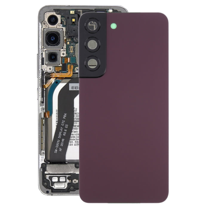 Para Samsung Galaxy S22 5G SM-S901B Tapa trasera de batería con cubierta de lente de cámara