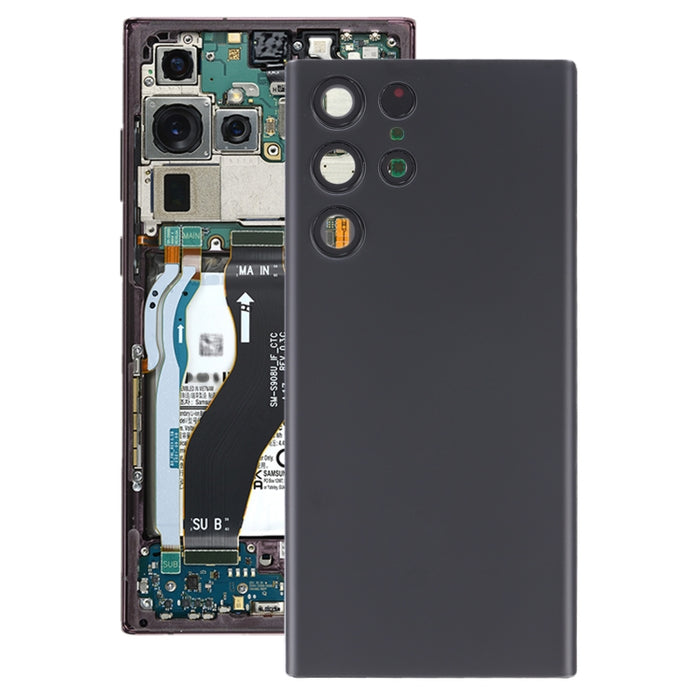 Para Samsung Galaxy S22 Ultra 5G SM-S908B Tapa trasera de batería con cubierta de lente de cámara