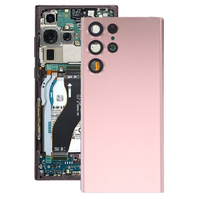 Para Samsung Galaxy S22 Ultra 5G SM-S908B Tapa trasera de batería con cubierta de lente de cámara