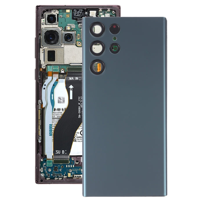 Para Samsung Galaxy S22 Ultra 5G SM-S908B Tapa trasera de batería con cubierta de lente de cámara