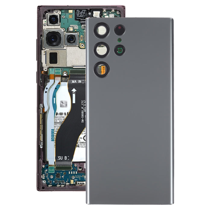 Para Samsung Galaxy S22 Ultra 5G SM-S908B Tapa trasera de batería con cubierta de lente de cámara