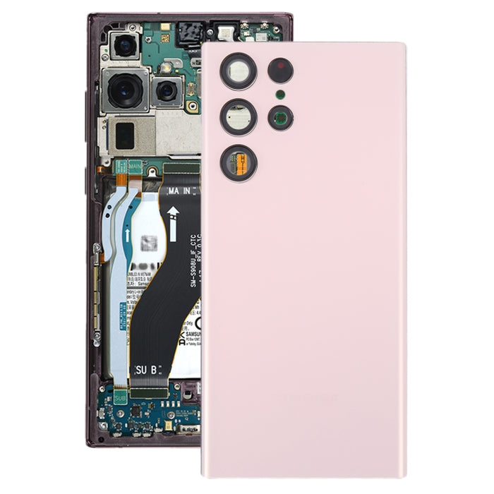Para Samsung Galaxy S22 Ultra 5G SM-S908B Tapa trasera de batería con cubierta de lente de cámara