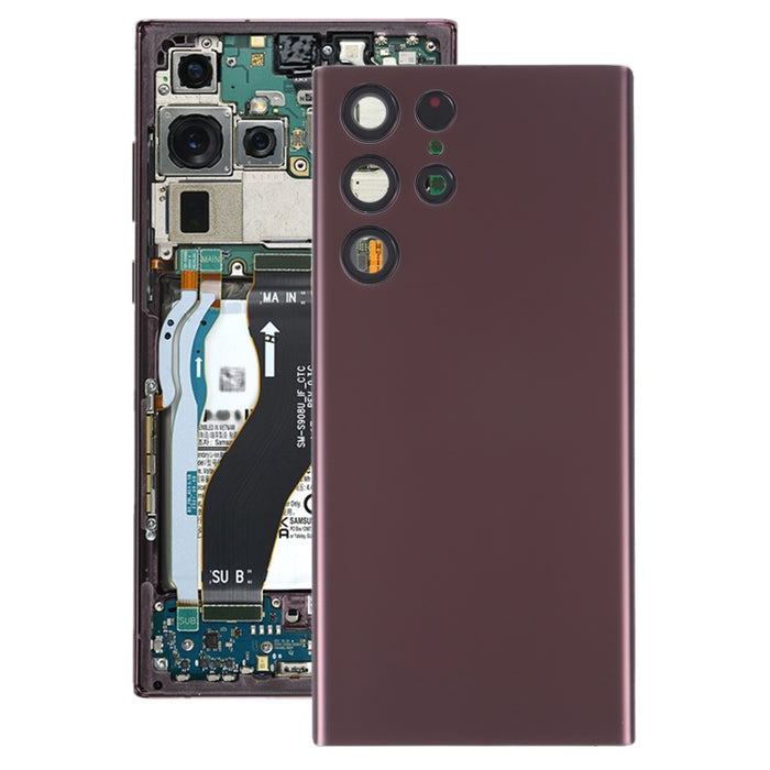 Para Samsung Galaxy S22 Ultra 5G SM-S908B Tapa trasera de batería con cubierta de lente de cámara
