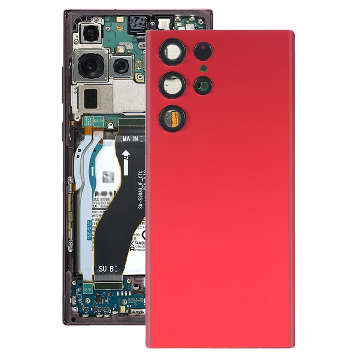 Para Samsung Galaxy S22 Ultra 5G SM-S908B Tapa trasera de batería con cubierta de lente de cámara