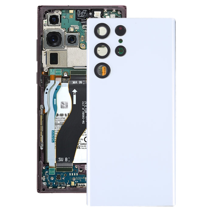 Para Samsung Galaxy S22 Ultra 5G SM-S908B Tapa trasera de batería con cubierta de lente de cámara