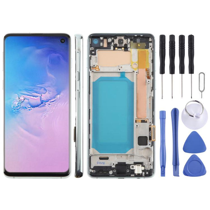 Pantalla LCD TFT para Samsung Galaxy S10 SM-G973 digitalizador montaje completo con marco, no compatible con identificación de huellas dactilares