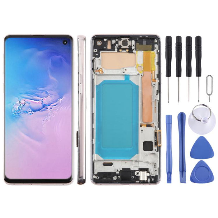 Pantalla LCD TFT para Samsung Galaxy S10 SM-G973 digitalizador montaje completo con marco, no compatible con identificación de huellas dactilares