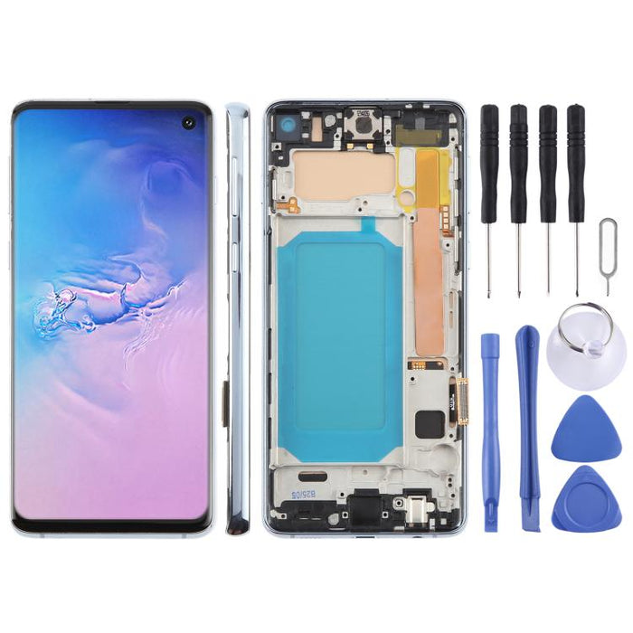 Pantalla LCD TFT para Samsung Galaxy S10 SM-G973 digitalizador montaje completo con marco, no compatible con identificación de huellas dactilares