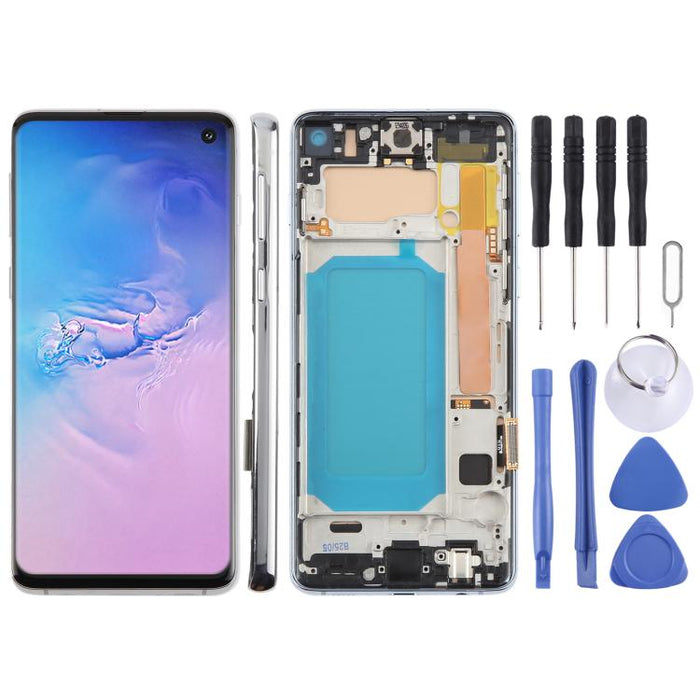 Pantalla LCD TFT para Samsung Galaxy S10 SM-G973 digitalizador montaje completo con marco, no compatible con identificación de huellas dactilares