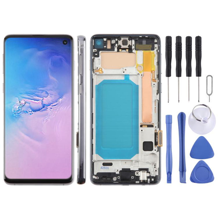 Pantalla LCD TFT para Samsung Galaxy S10 SM-G973 digitalizador montaje completo con marco, no compatible con identificación de huellas dactilares
