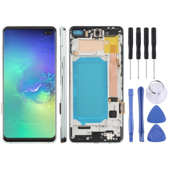 Pantalla LCD TFT para Samsung Galaxy S10 + SM-G975 digitalizador montaje completo con marco, no compatible con identificación de huellas dactilares