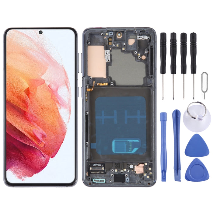 Pantalla LCD material de OLED para la asamblea completa del digitizador del Samsung Galaxy S21 5G SM-G991B con el marco