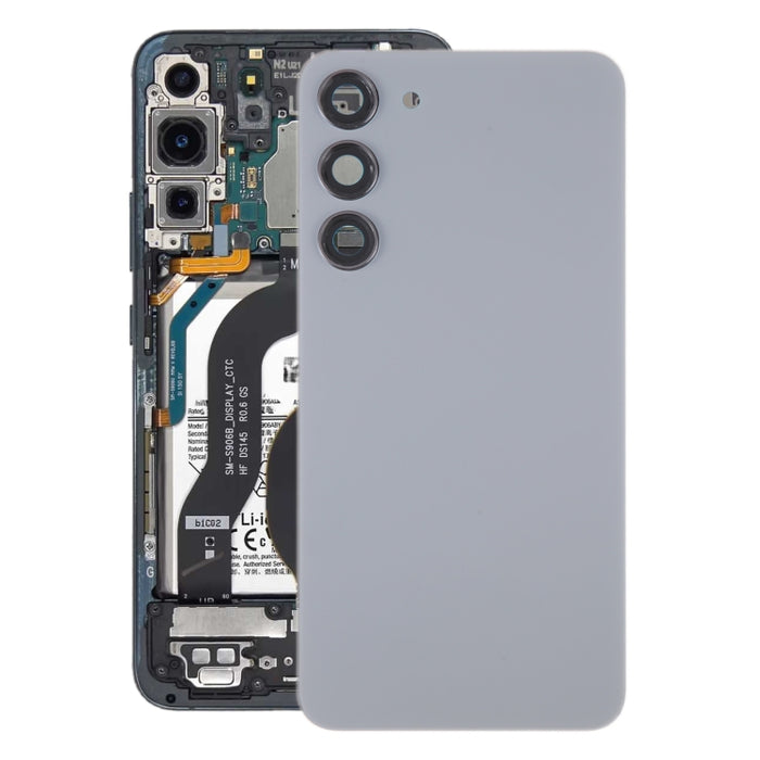 Para Samsung Galaxy S23 + SM-S916B Tapa trasera de batería de vidrio OEM con cubierta de lente de cámara