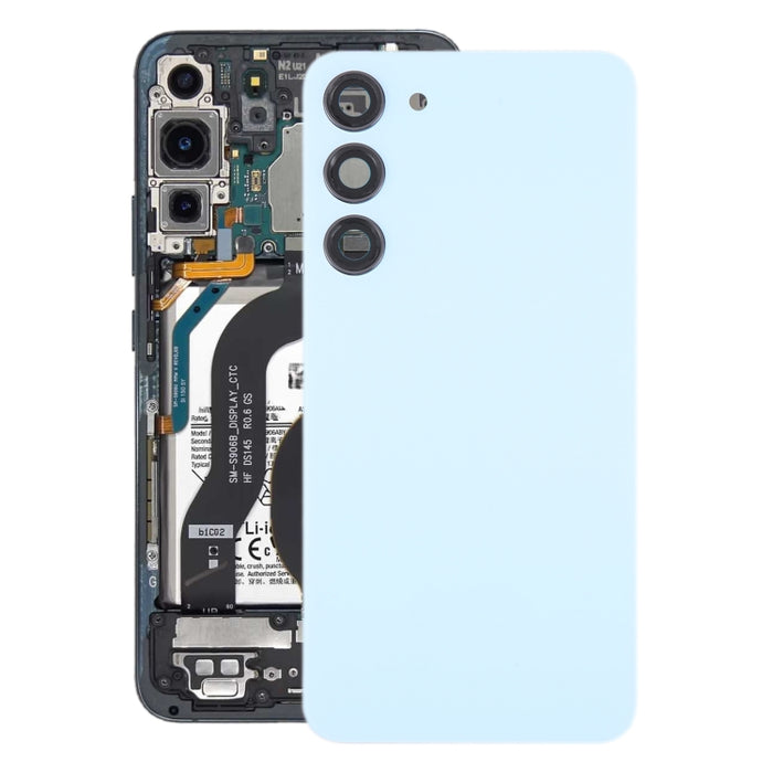 Para Samsung Galaxy S23 + SM-S916B Tapa trasera de batería de vidrio OEM con cubierta de lente de cámara
