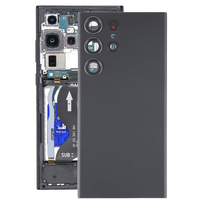 Para Samsung Galaxy S23 Ultra SM-S918 Tapa trasera de batería de vidrio con cubierta de lente de cámara