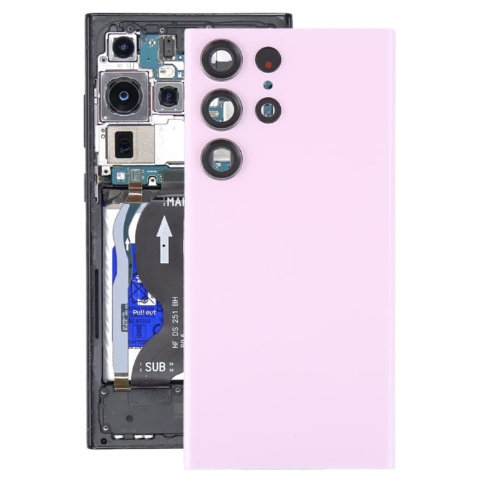 Para Samsung Galaxy S23 Ultra SM-S918 Tapa trasera de batería de vidrio con cubierta de lente de cámara