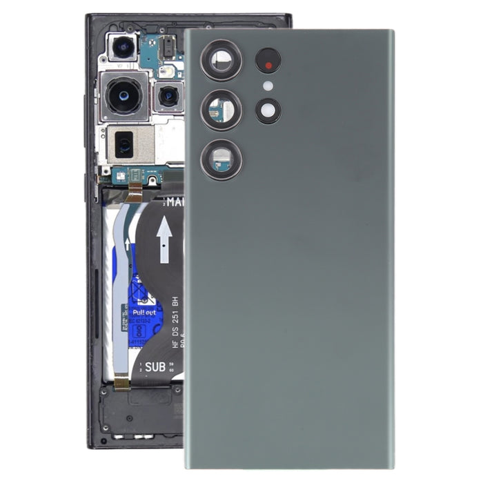 Para Samsung Galaxy S23 Ultra SM-S918 Tapa trasera de batería de vidrio con cubierta de lente de cámara
