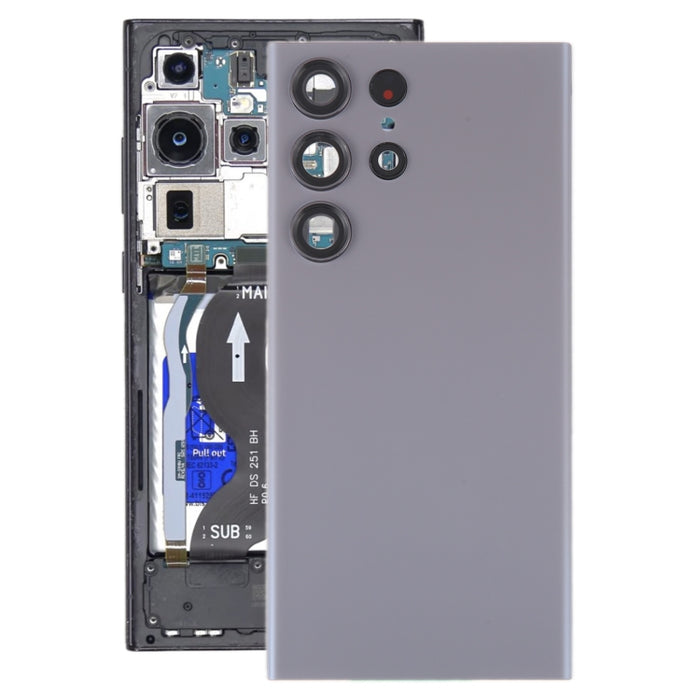 Para Samsung Galaxy S23 Ultra SM-S918 Tapa trasera de batería de vidrio con cubierta de lente de cámara
