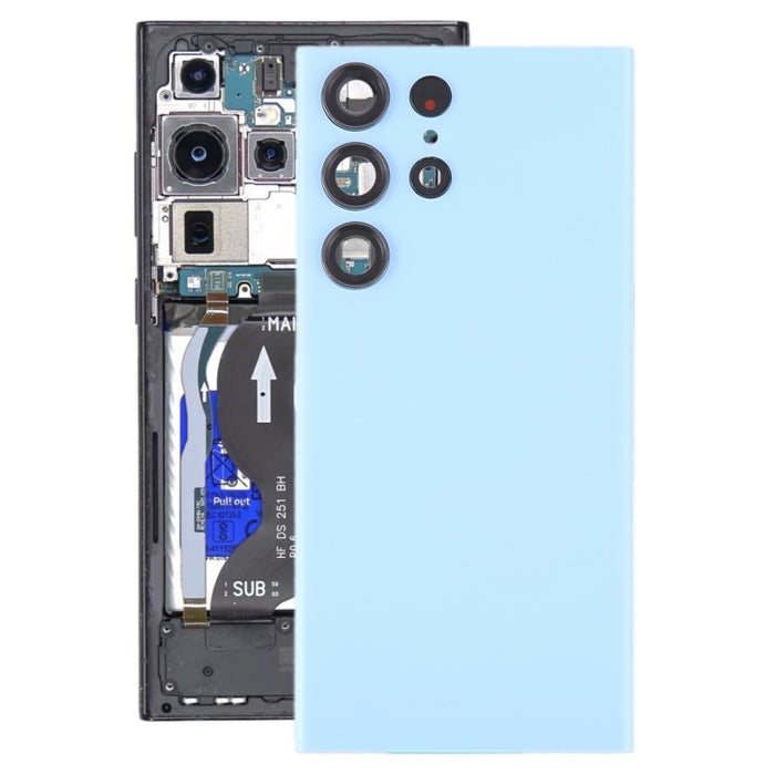 Para Samsung Galaxy S23 Ultra SM-S918 Tapa trasera de batería de vidrio con cubierta de lente de cámara