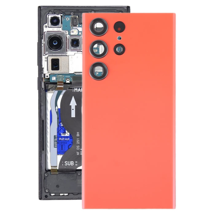 Para Samsung Galaxy S23 Ultra SM-S918 Tapa trasera de batería de vidrio con cubierta de lente de cámara