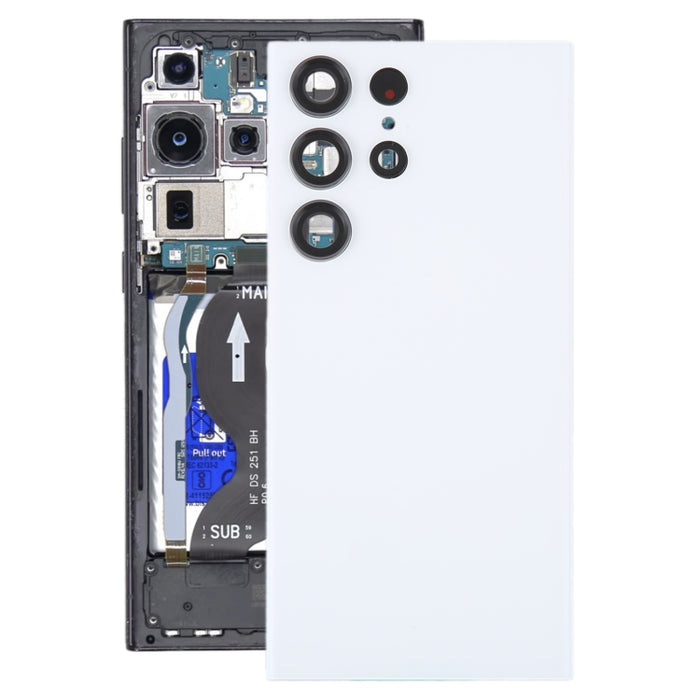 Para Samsung Galaxy S23 Ultra SM-S918 Tapa trasera de batería de vidrio con cubierta de lente de cámara