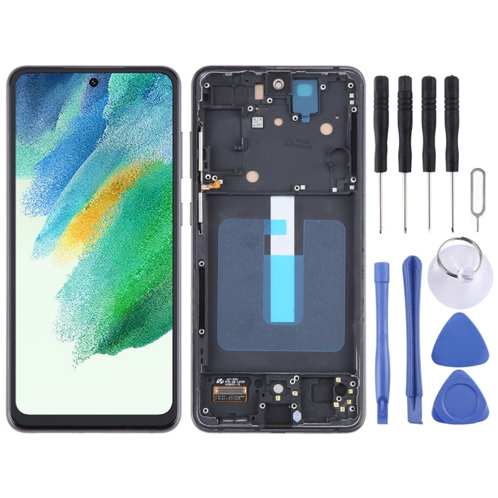 Para Samsung Galaxy S21 FE 5G SM-G990B Material TFT Pantalla LCD Digitalizador Ensamblaje completo con marco, no admite identificación de huellas dactilares