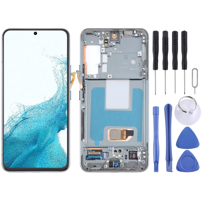 Para Samsung Galaxy S22 5G SM-S901B Montaje completo del digitalizador de pantalla LCD original con marco