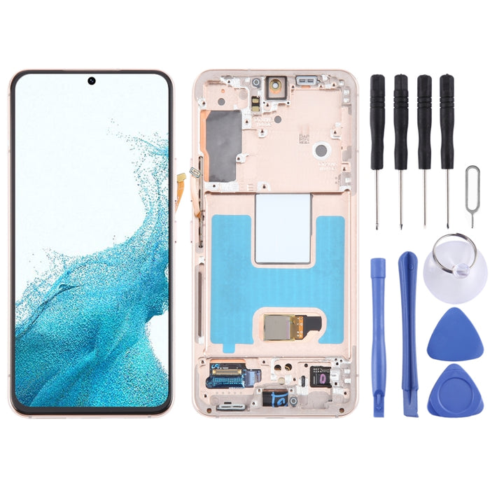 Para Samsung Galaxy S22 5G SM-S901B Montaje completo del digitalizador de pantalla LCD original con marco