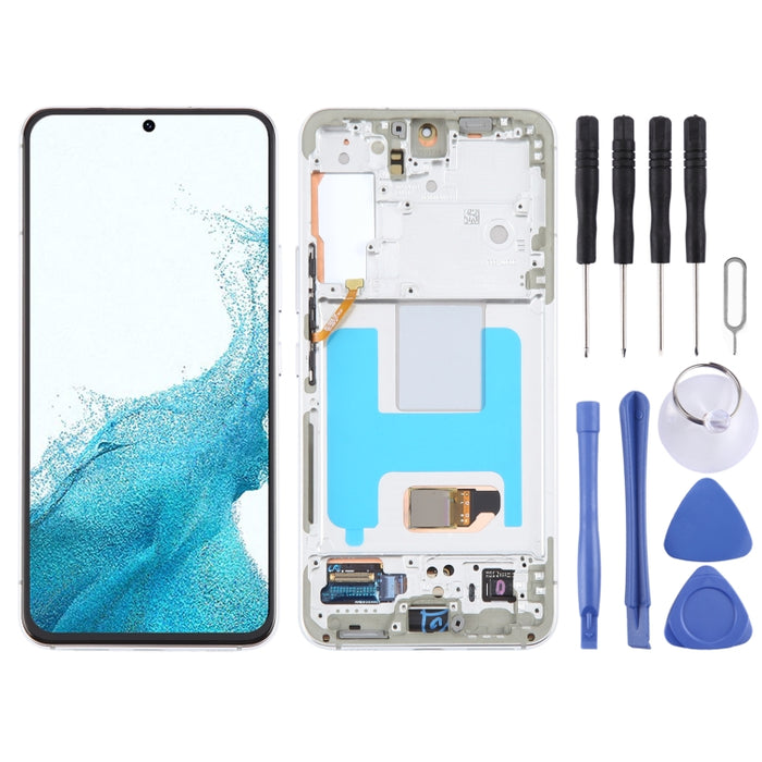 Para Samsung Galaxy S22 5G SM-S901B Montaje completo del digitalizador de pantalla LCD original con marco