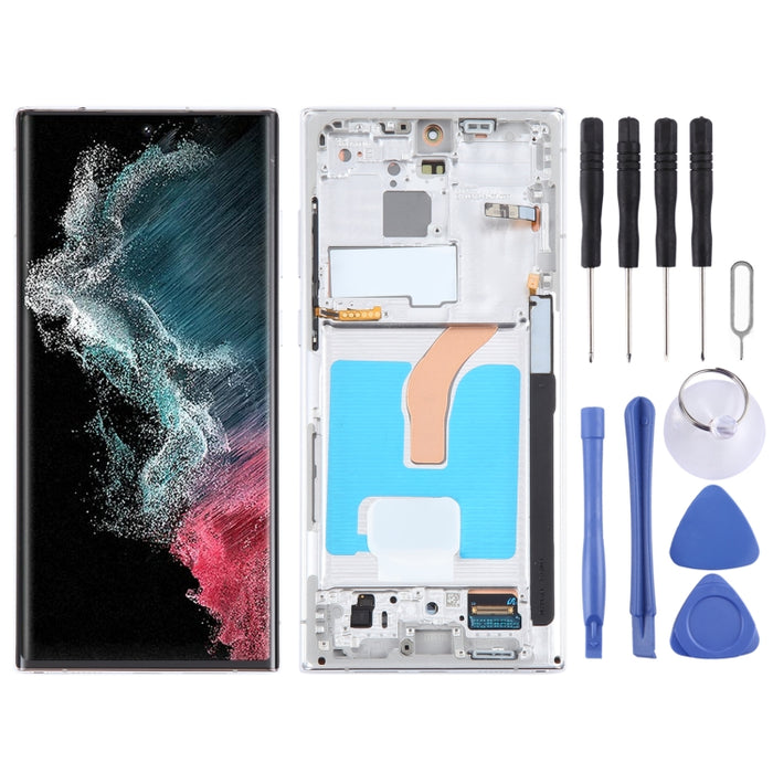 Para Samsung Galaxy S22 Ultra 5G SM-S908B Montaje completo del digitalizador de pantalla LCD original con marco