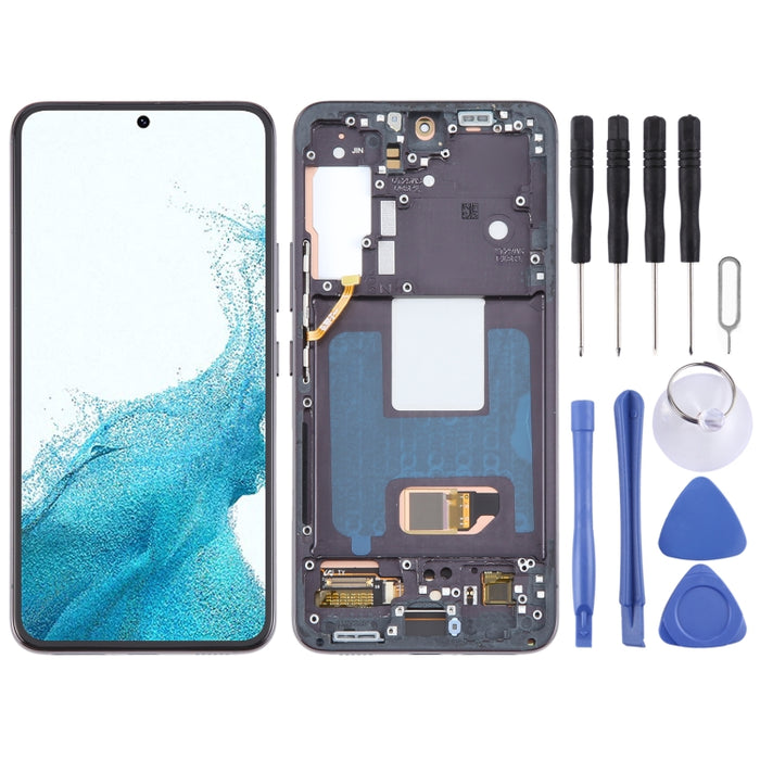 Para Samsung Galaxy S22 5G SM-S901B versión estadounidense OLED LCD digitalizador de pantalla conjunto completo con marco