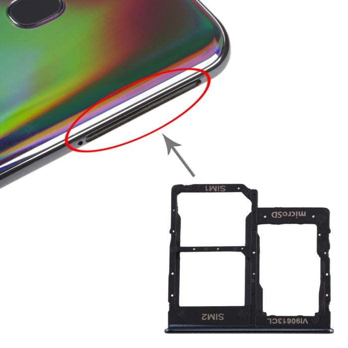 Para Galaxy A40 Bandeja de tarjeta SIM + Bandeja de tarjeta SIM + Bandeja de tarjeta Micro SD