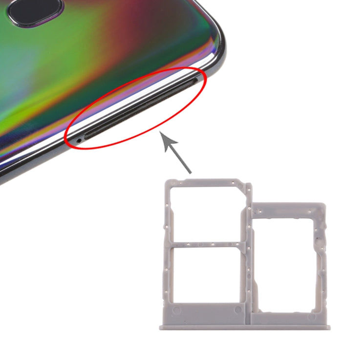 Para Galaxy A40 Bandeja de tarjeta SIM + Bandeja de tarjeta SIM + Bandeja de tarjeta Micro SD