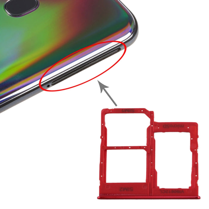Para Galaxy A40 Bandeja de tarjeta SIM + Bandeja de tarjeta SIM + Bandeja de tarjeta Micro SD