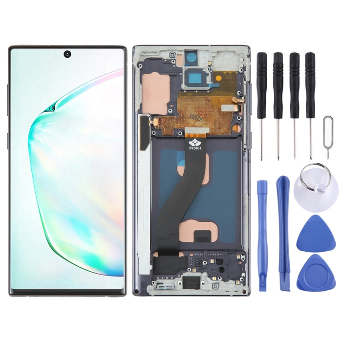 Pantalla LCD de material TFT para Samsung Galaxy Note10 digitalizador de montaje completo con marco/escritura a mano, no compatible con identificación de huellas dactilares