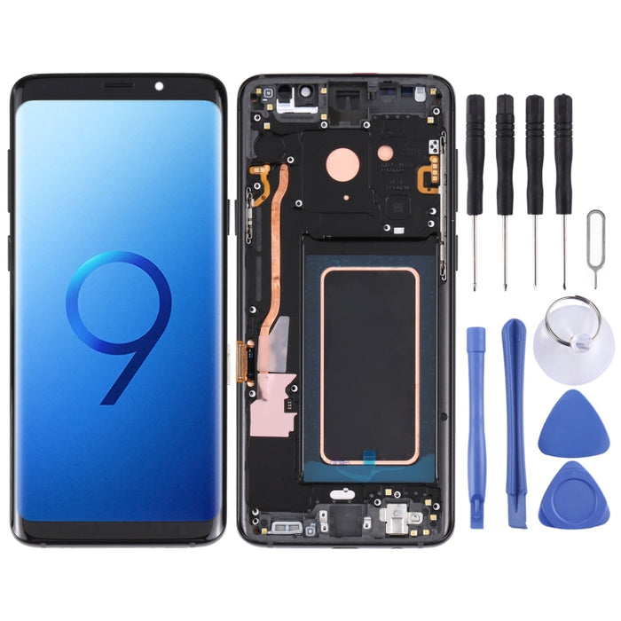 Pantalla LCD de material Super AMOLED y ensamblaje completo del digitalizador con marco para Galaxy S9+ / G965F / G965F / DS / G965U / G965W / G9650