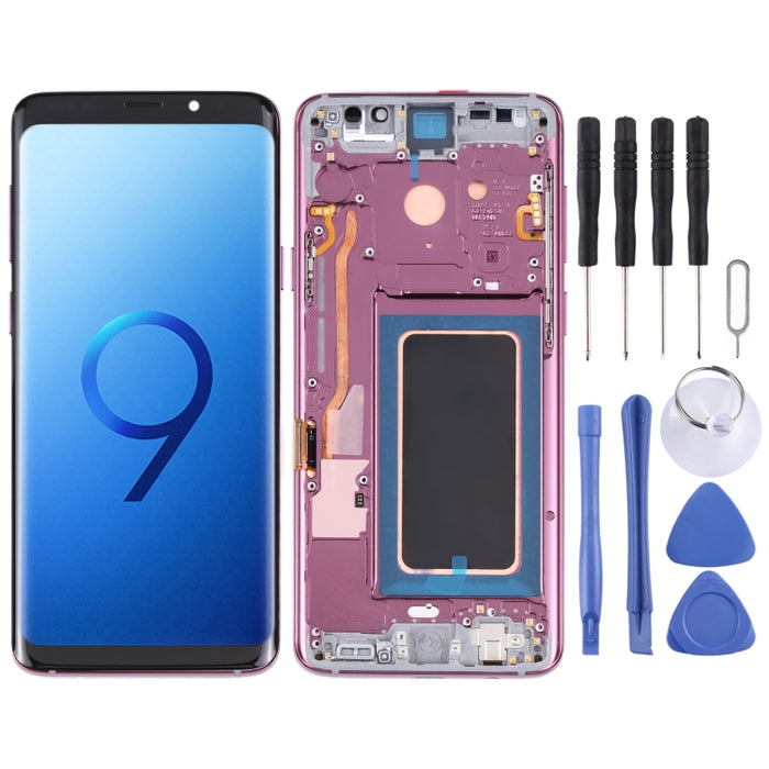 Pantalla LCD de material Super AMOLED y ensamblaje completo del digitalizador con marco para Galaxy S9+ / G965F / G965F / DS / G965U / G965W / G9650