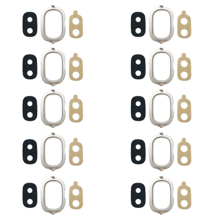 Para Galaxy J4, J400F/DS, J400G/DS 10 piezas Bisel de cámara trasera con cubierta de lente y adhesivo